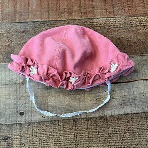 Marceline Boutique pink bonnet hat with white flowers 50 cm